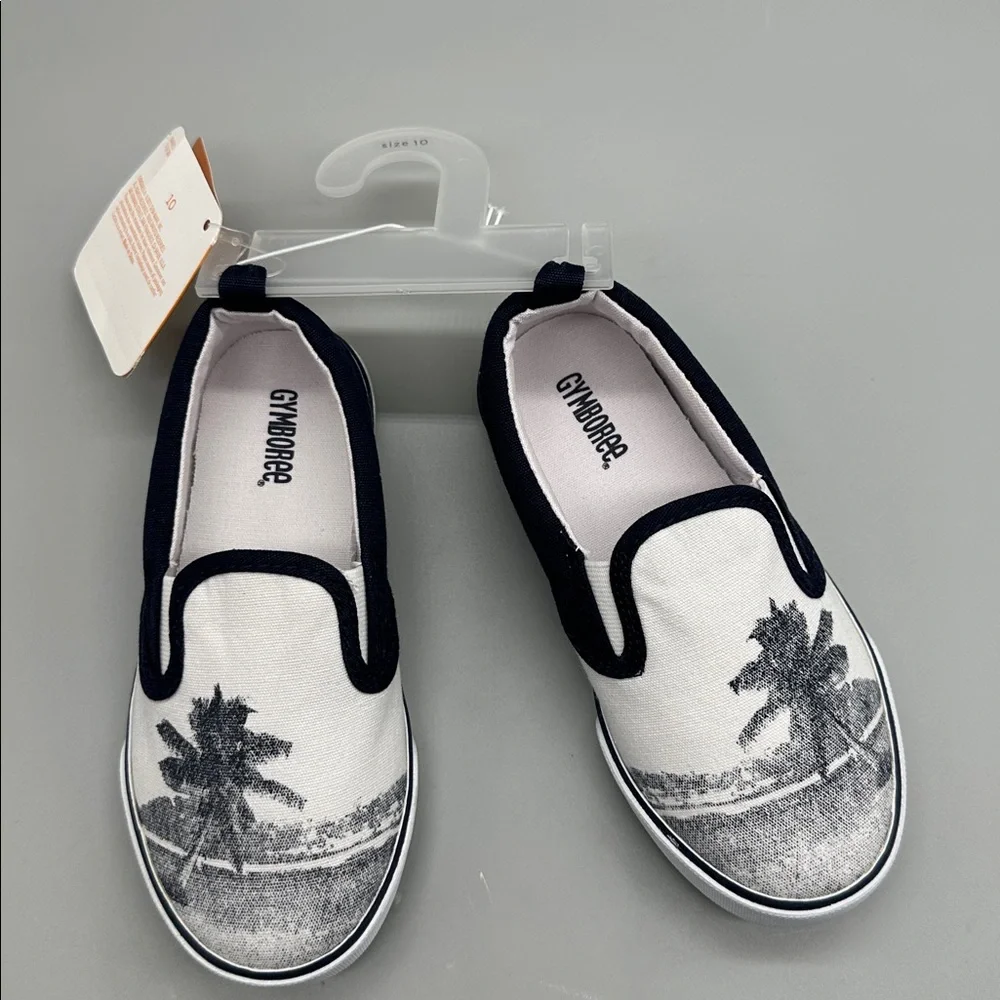 Boys Palm Tree Slip-On Sneakers in Size 10